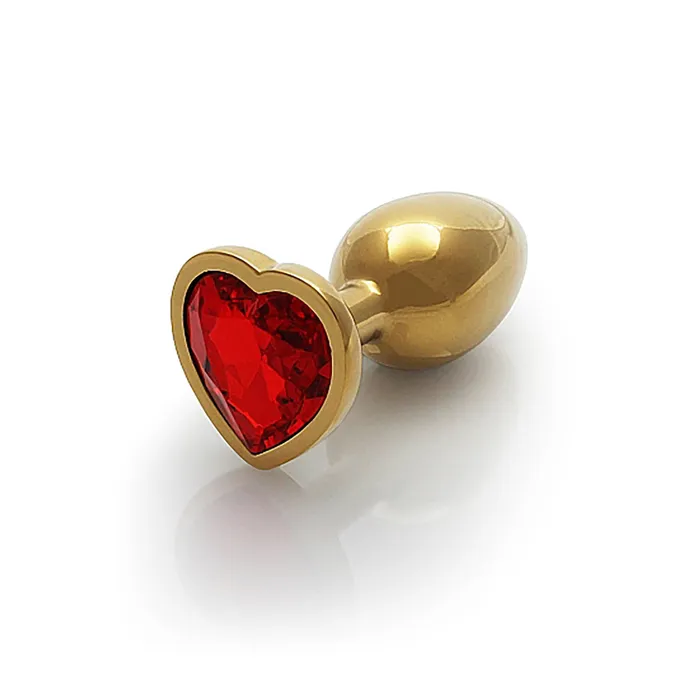 Anal Shots Ouch Heart Gem Butt Plug Small GoldRuby Red Shots