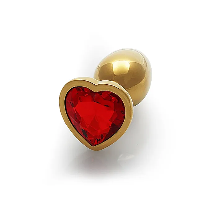 Anal Shots Ouch Heart Gem Butt Plug Small GoldRuby Red Shots