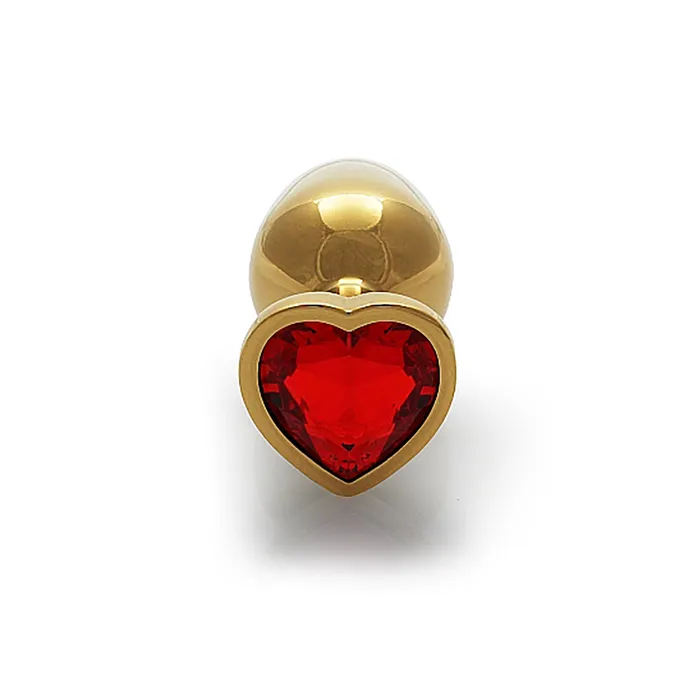 Anal Shots Ouch Heart Gem Butt Plug Small GoldRuby Red Shots