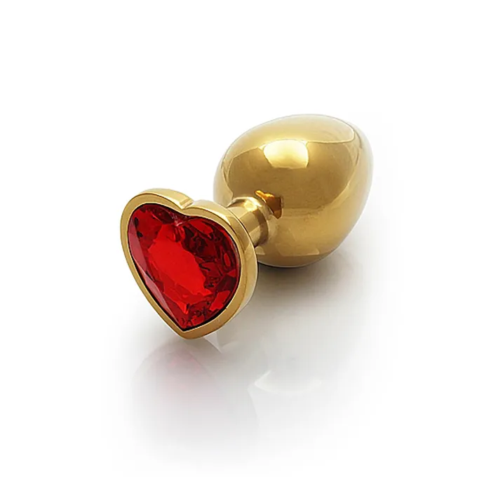 Anal Shots Ouch Heart Gem Butt Plug Small GoldRuby Red Shots