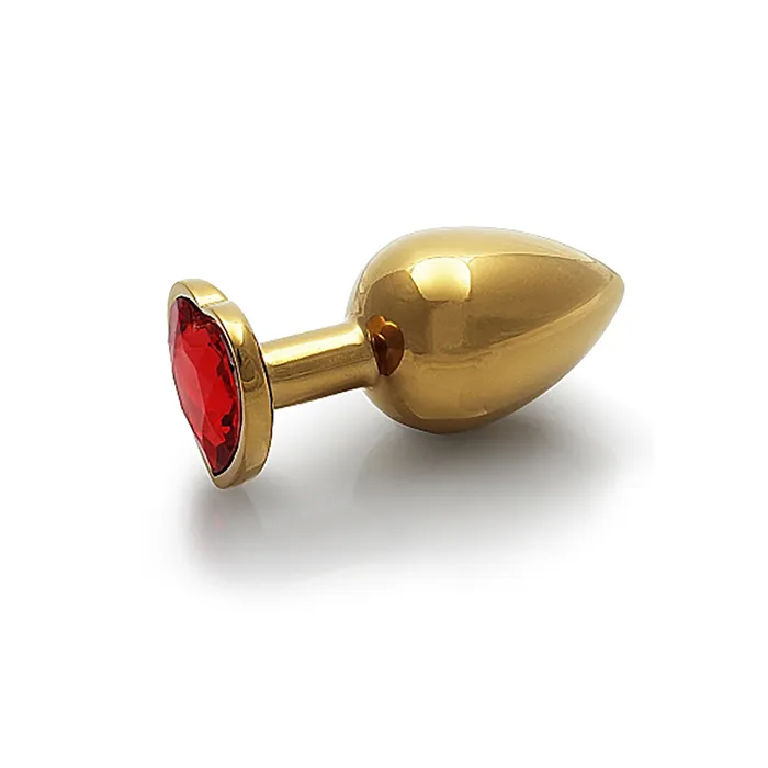 Anal Shots Ouch Heart Gem Butt Plug Small GoldRuby Red Shots