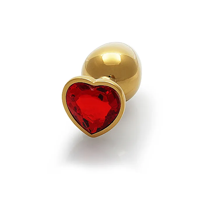 Anal Shots Ouch Heart Gem Butt Plug Small GoldRuby Red Shots