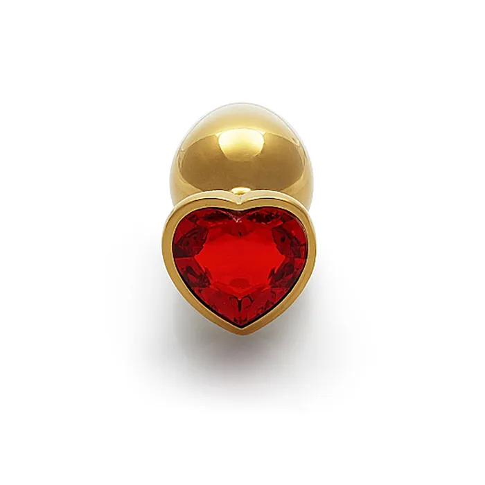Anal Shots Ouch Heart Gem Butt Plug Small GoldRuby Red Shots