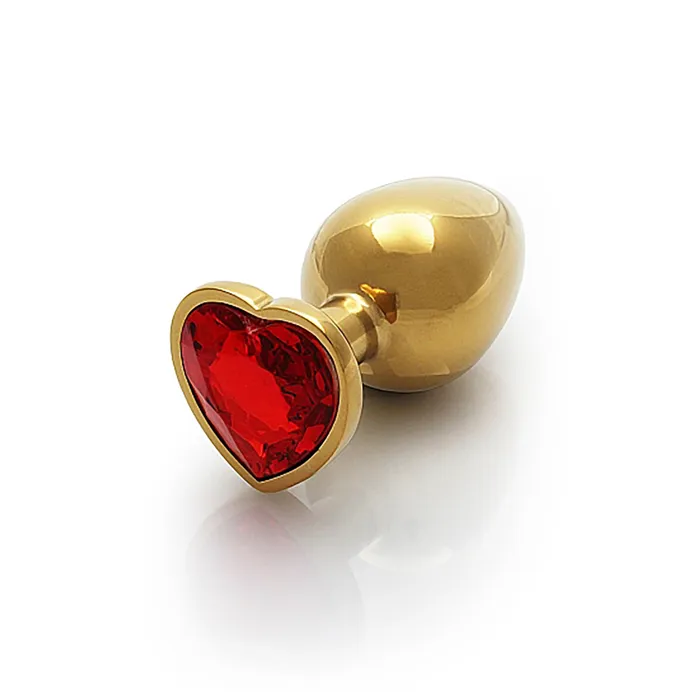 Anal Shots Ouch Heart Gem Butt Plug Small GoldRuby Red Shots