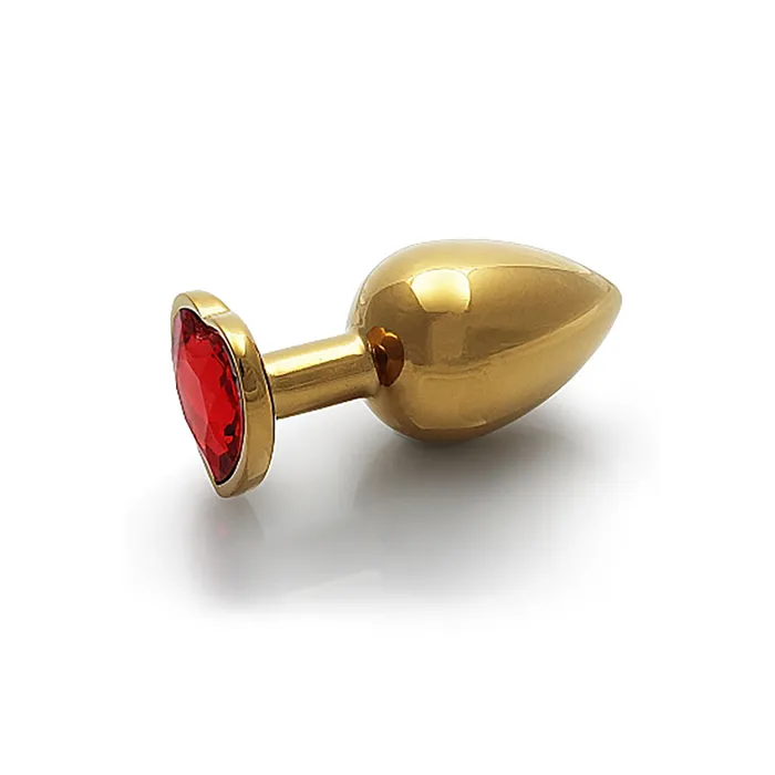 Anal Shots Ouch Heart Gem Butt Plug Small GoldRuby Red Shots