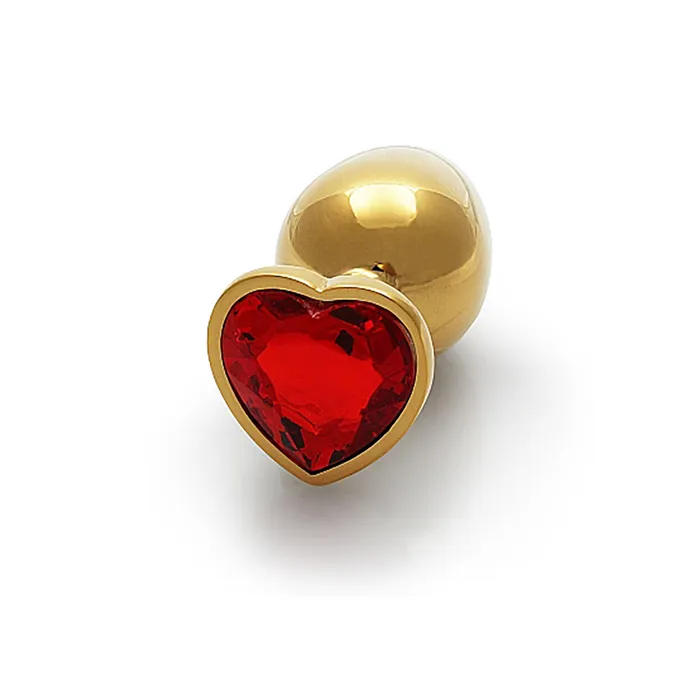 Anal Shots Ouch Heart Gem Butt Plug Small GoldRuby Red Shots
