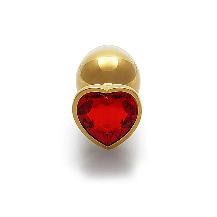 Anal Shots Ouch Heart Gem Butt Plug Small GoldRuby Red Shots