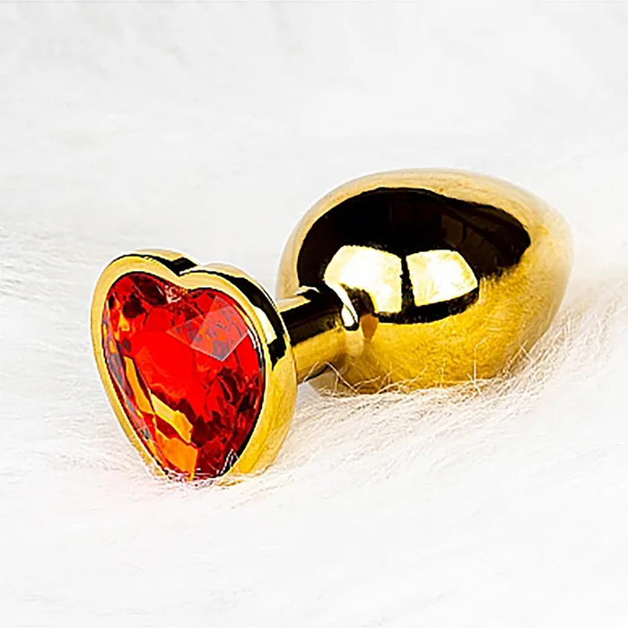 Anal Shots Ouch Heart Gem Butt Plug Small GoldRuby Red Shots