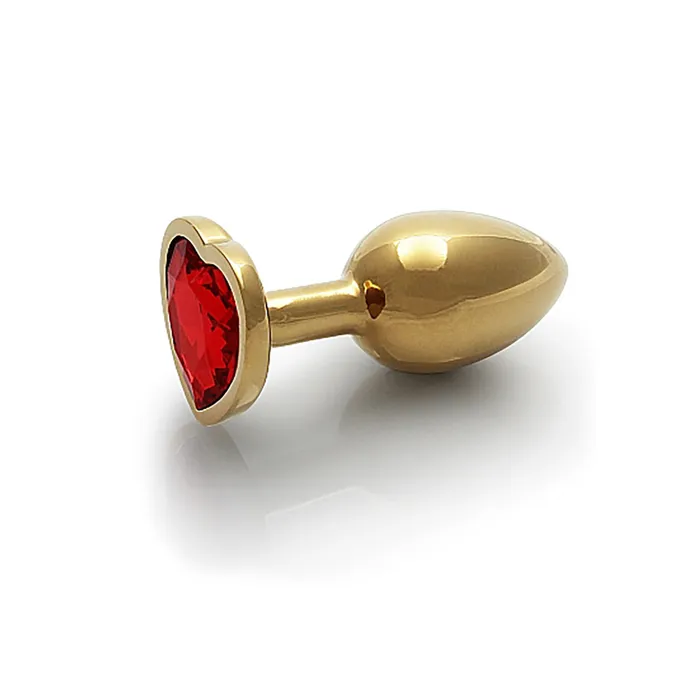 Anal Shots Ouch Heart Gem Butt Plug Small GoldRuby Red Shots