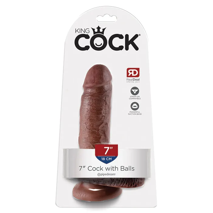 King Cock With BallsBrown 7 Pipedream Female Sex Toys