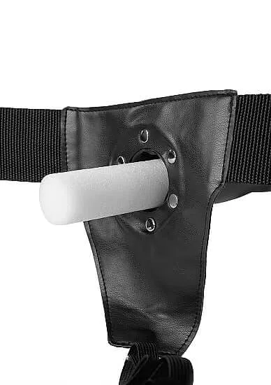 Ouch Ribbed Hollow Strap On 8 inches with Balls Black SHOTS AMERICA Female Sex Toys