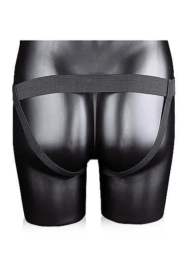 Ouch Ribbed Hollow Strap On 8 inches with Balls Black SHOTS AMERICA Female Sex Toys
