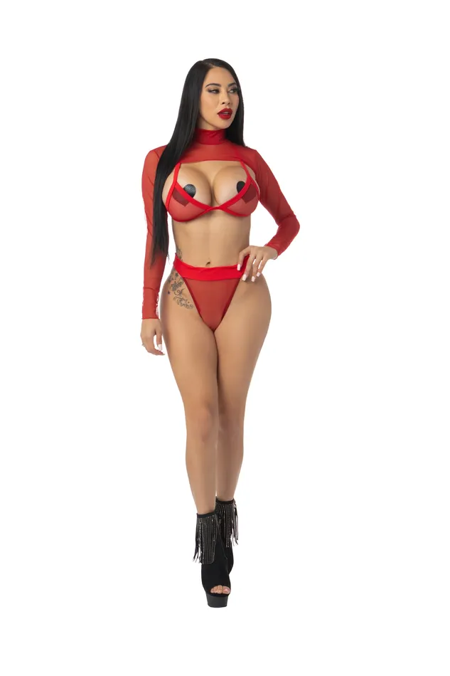 Exclusive Red Mesh Lingerie Set by Playthings Playthings Anal