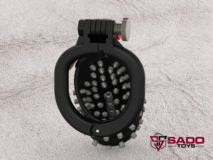 Male Sex Toys Ballistic Metal Spanish Cage Chastity Device from Sado Toys