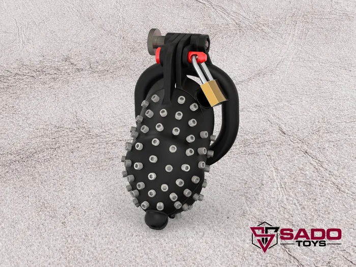 Male Sex Toys Ballistic Metal Spanish Cage Chastity Device from Sado Toys