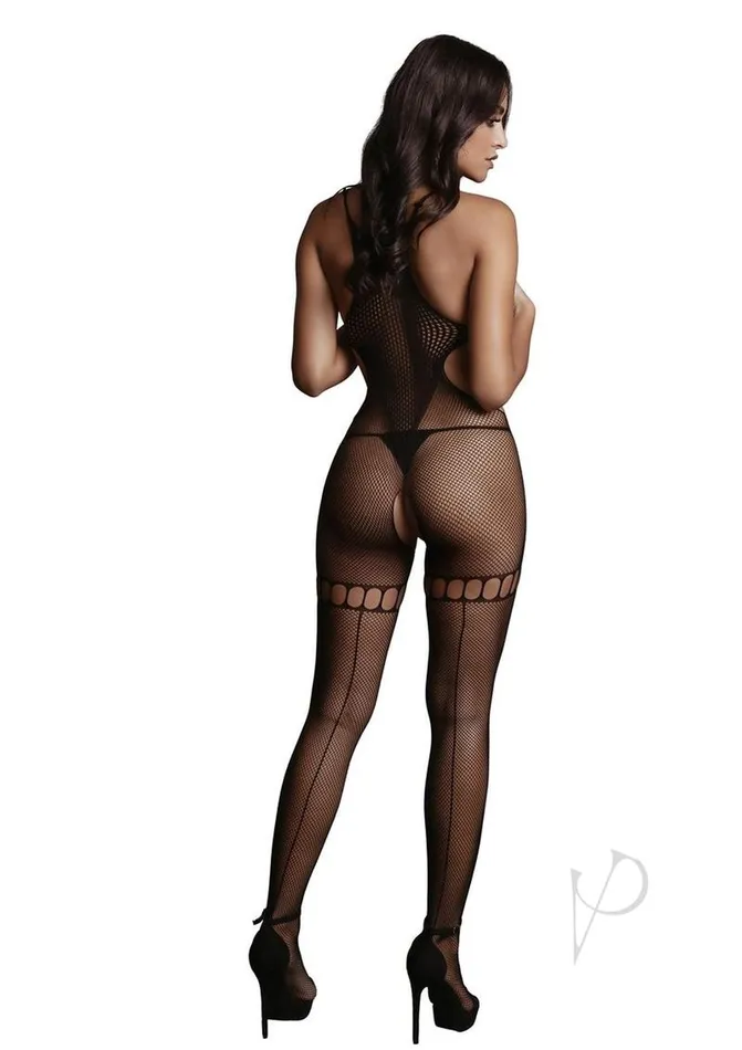 Bodystockings Playsuits Net High Neck Bodystocking Os Blk Le Desir