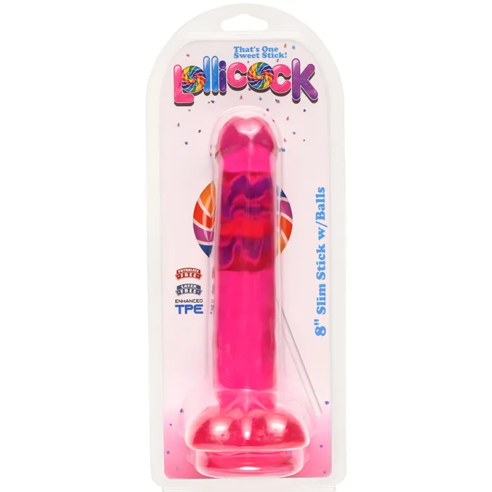 Dildos Curve Toys 8 Inch Slim Stick With Balls Cherry Ice Dildo Dildos Curve Toys 8 Inch Slim Stick With Balls Cherry Ice Dildo