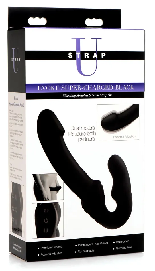 Female Sex Toys XR Brands Evoke Rechargeable Vibrating Silicone Strapless Strap On