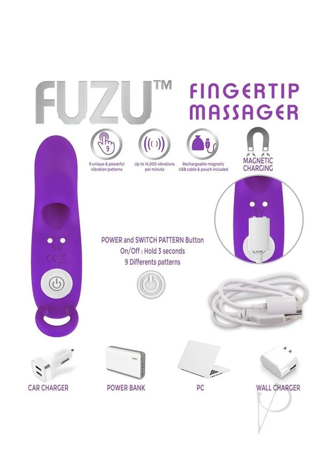 Fuzu Female Sex Toys Fuzu Recharge Fingertip Massager Purp