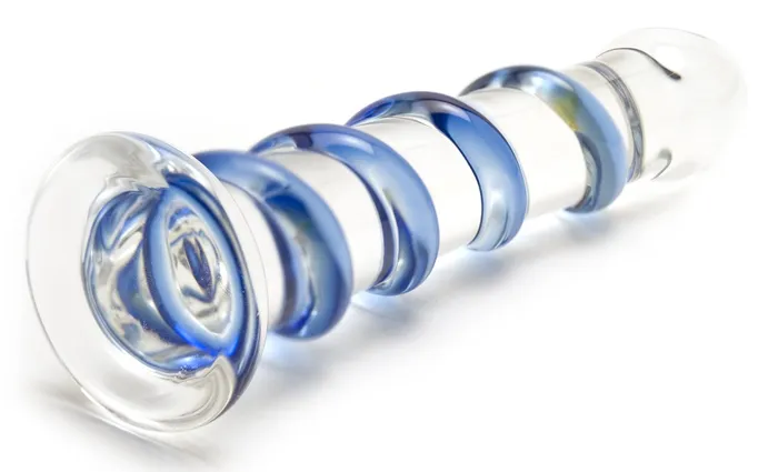 Dildos Vibratorsdotcom 75 Sapphire Spiral Glass Dildo