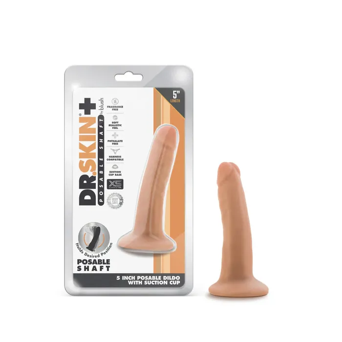 Blush Female Sex Toys Dr Skin Plus Gold Collection Posable Dildo 5in