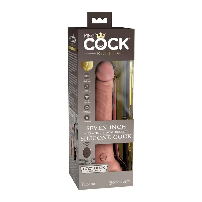 Pipedream Products Female Sex Toys King Cock Elite 7 Inch Silicone Vibrating Dual Density Vibrator