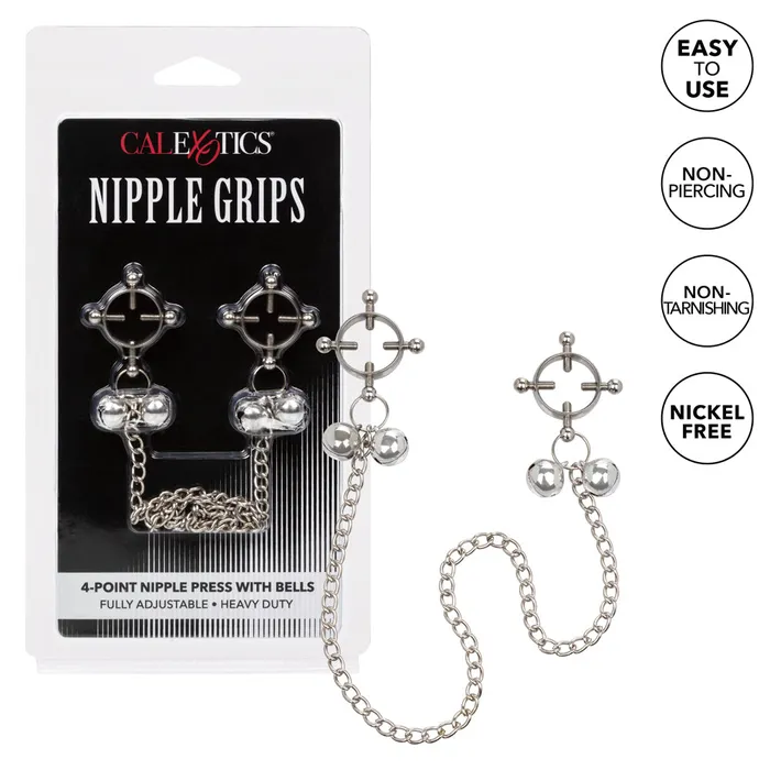 California Exotics Nipple Grips 4Point Nipple Press With Bells Nipple Clitoral Toys
