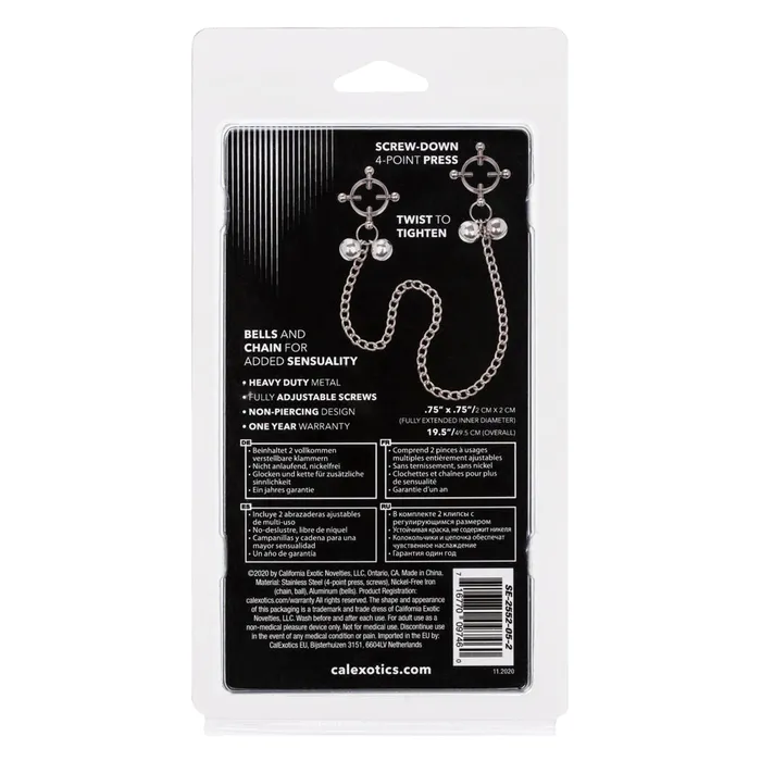 California Exotics Nipple Grips 4Point Nipple Press With Bells Nipple Clitoral Toys