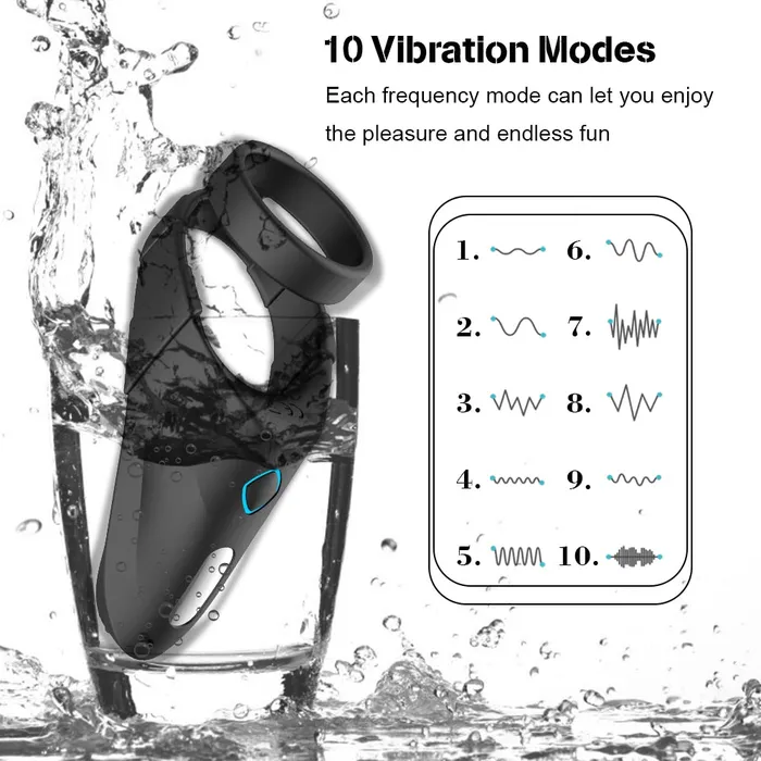 Lusty Age Female Sex Toys Double Penis Ring Vibrator with Taint Teaser