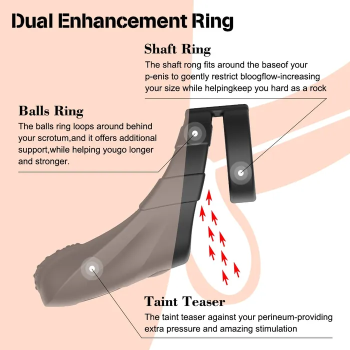Lusty Age Female Sex Toys Double Penis Ring Vibrator with Taint Teaser