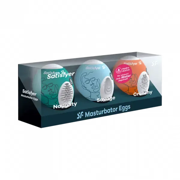 Male Sex Toys Satisfyer Masturbator Egg 3er Set Naughty Savage Crunchy Assorted