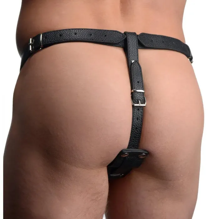 Male Sex Toys Strict Leather BDSM Male Cock Ring Harness with Silicone Anal Plug Male Sex Toys Strict Leather BDSM Male Cock Ring Harness with Silicone Anal Plug
