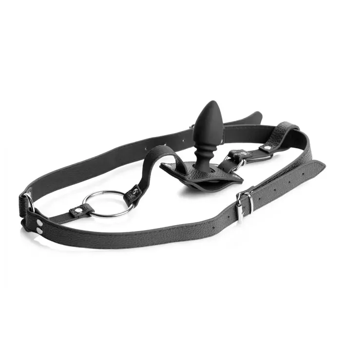 Male Sex Toys Strict Leather BDSM Male Cock Ring Harness with Silicone Anal Plug Male Sex Toys Strict Leather BDSM Male Cock Ring Harness with Silicone Anal Plug