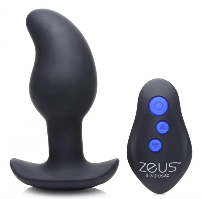 Male Sex Toys Zeus Electrosex 8X Volt Drop Vibrating and EStim Silicone Prostate Massager with Remote