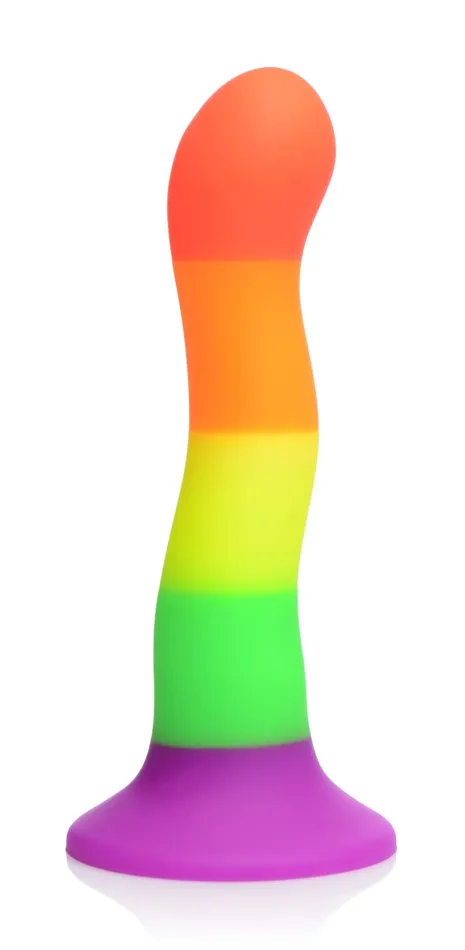 Proud Rainbow Silicone Dildo With Harness XR Brands Strap U Female Sex Toys Proud Rainbow Silicone Dildo With Harness XR Brands Strap U Female Sex Toys