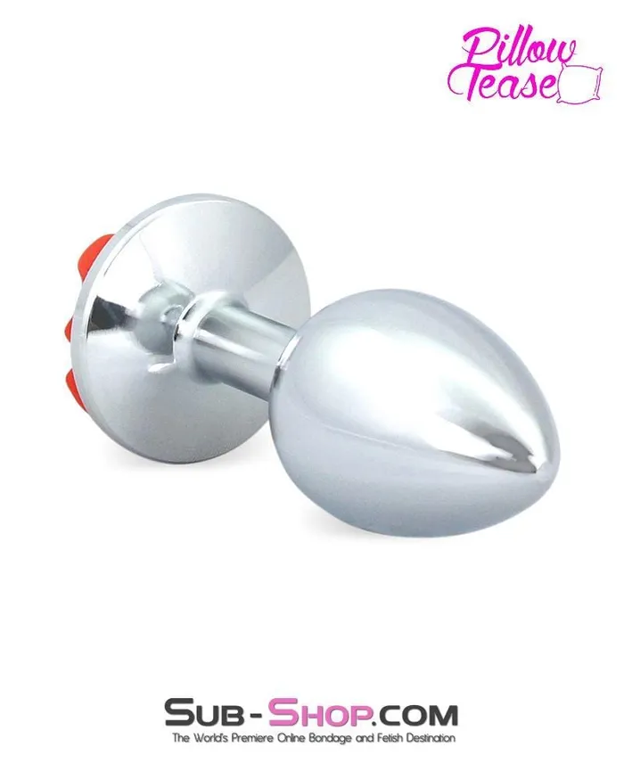 0494E Small Red Rose Base Chrome Anal Plug LAST CHANCE Final Closeout Eiffel Anal