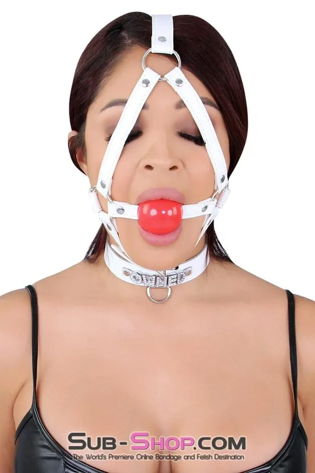 8988MQ White Strap Red Ballgag Trainer Idea Anal