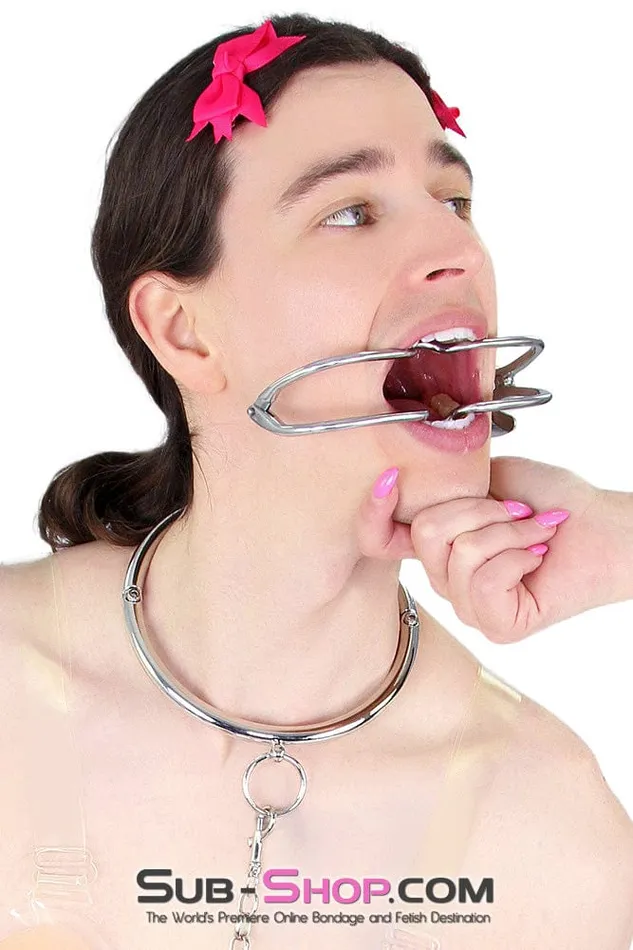 9969MSIS Sissy Boi Bondage Steel Collar with Removeable Chained Professional Dominatrix Adjustable Handcuffs Moonwell Male Sex Toys