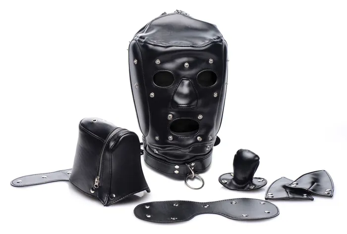 Adventure Puppy BDSM Hood with SnapOn Ears and Muzzle Xr Brands Master Series Female Sex Toys