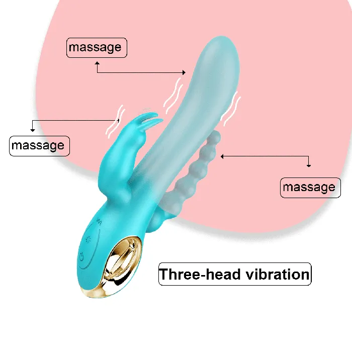 Female Sex Toys Weadultshop Three Heads Anus Vaginal Silicone 10frequency Vibrator