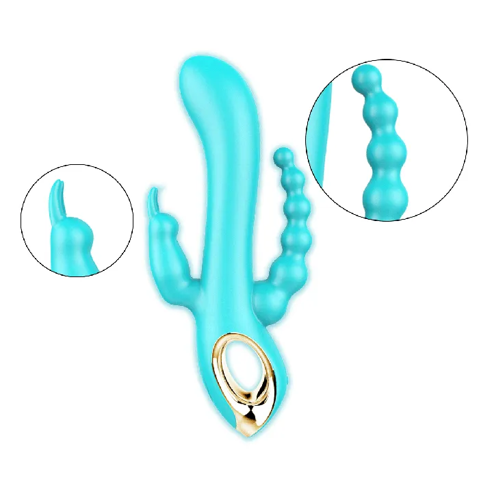 Female Sex Toys Weadultshop Three Heads Anus Vaginal Silicone 10frequency Vibrator