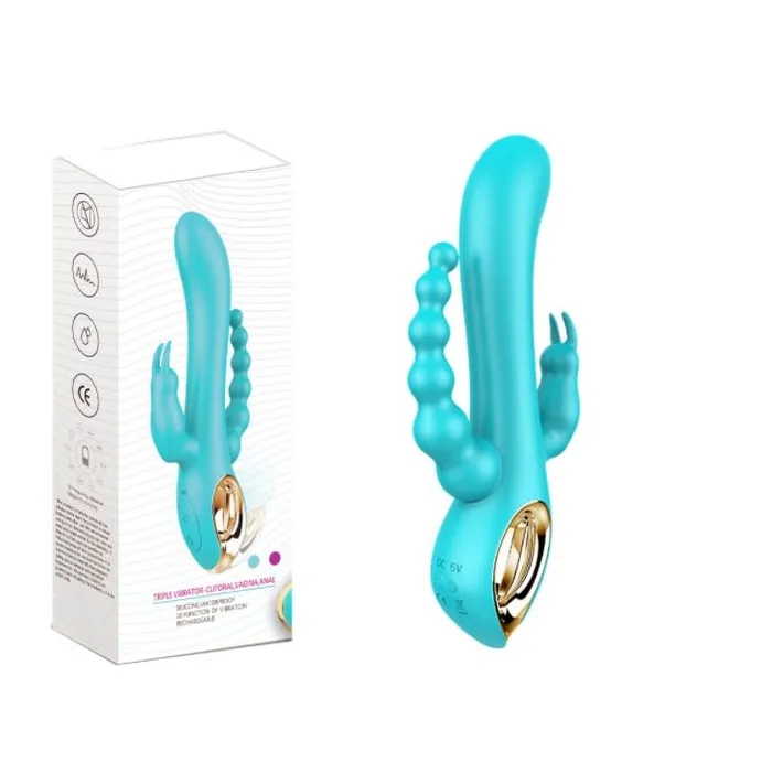 Female Sex Toys Weadultshop Three Heads Anus Vaginal Silicone 10frequency Vibrator