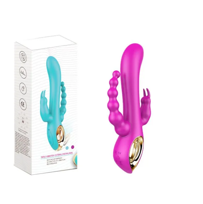 Female Sex Toys Weadultshop Three Heads Anus Vaginal Silicone 10frequency Vibrator