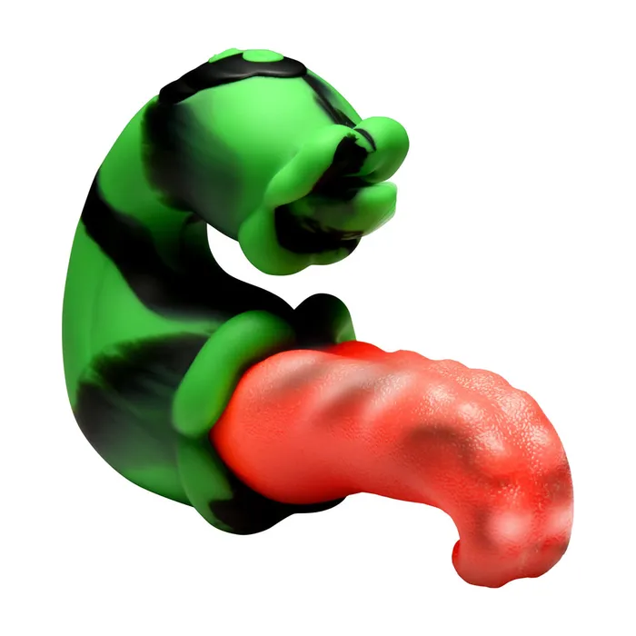 Female Sex Toys XR Brands Tongue Lasher Silicone Vibrator Green