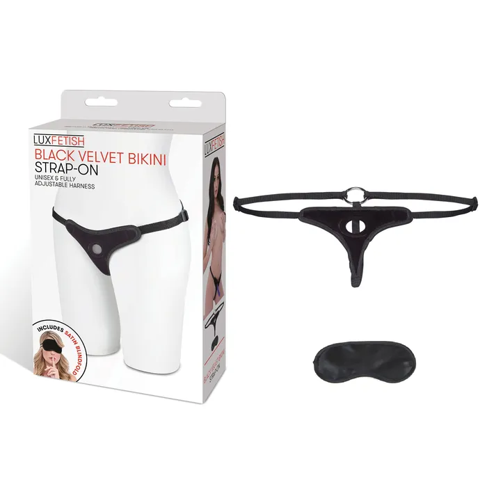 Lux Fetish Female Sex Toys Black Velvet Bikini Strapon Harness