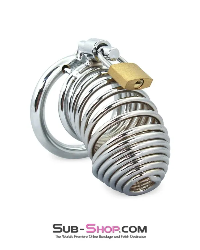 Moonwell Male Sex Toys 7902MSIS Curved Spiral Steel Chastity Sissy Tease and Torment Cock Cage
